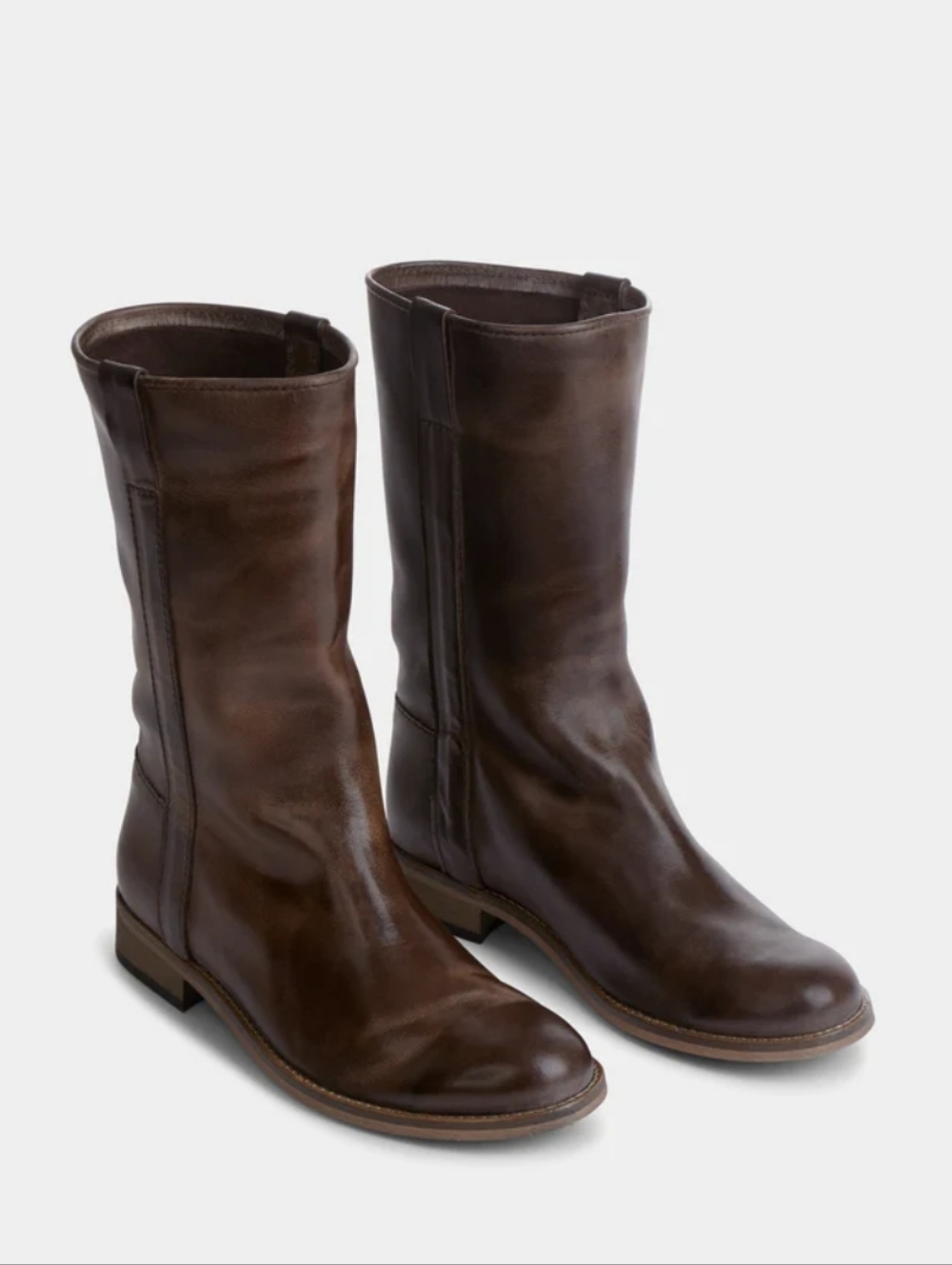 Ivylee Copenhagen Simon Dark Brown Low Heeled Leather Boots